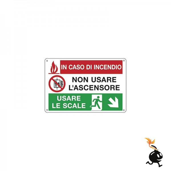 00452 - CARTELLO SEGNALETICO - IN CASO DI INCENDIO NON USARE L'ASCENSORE