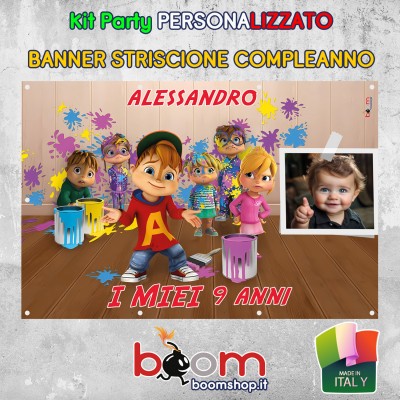 Poster Personalizzato Per Festa Di Compleanno – Stendardo Con Nome E Foto – Interni Ed Esterni – Tema Celeste