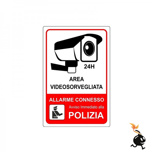 00259 - CARTELLO SEGNALETICO - AREA VIDEOSORVEGLIANZA CON POLIZIA 24H