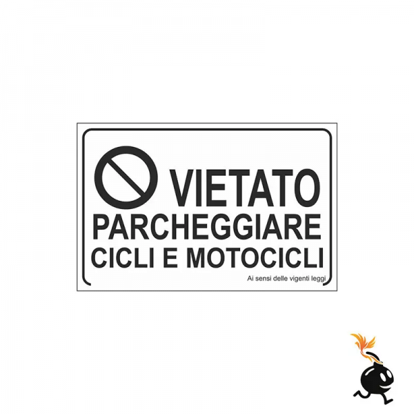 00042 - CARTELLO SEGNALETICO - VIETATO PARCHEGGIARE CICLI E MOTOCICLI