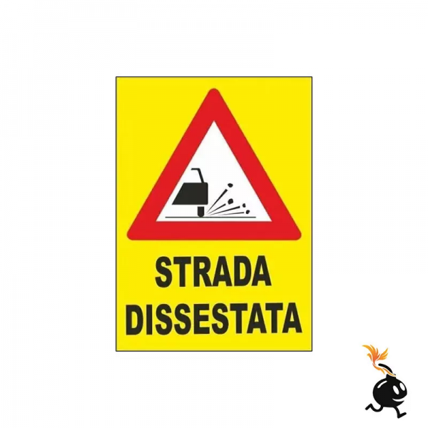 00192 - CARTELLO SEGNALETICO - STRADA DISSESTATA COLORE GIALLO