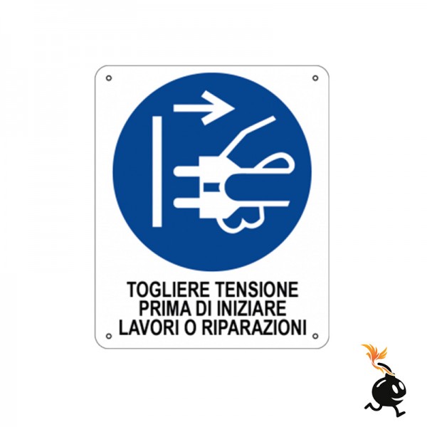 00799 - CARTELLO SEGNALETICO - TOGLIERE TENSIONE PRIMA DI INIZIARE LAVORI O RIPARAZIONI