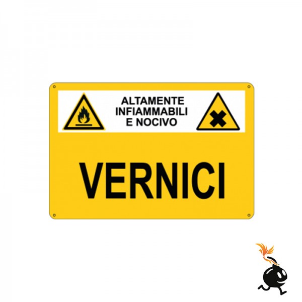 00853 - CARTELLO SEGNALETICO - ALTAMENTE INFIAMMABILE E NOCIVO VERNICI