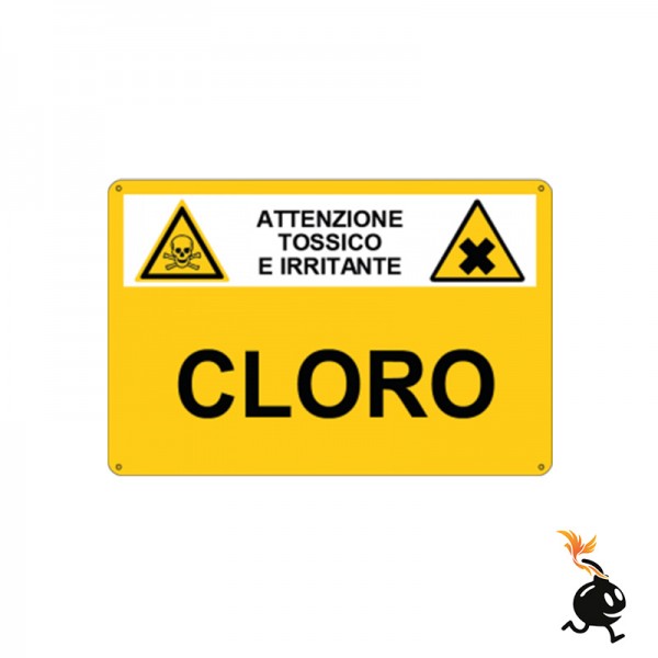 00904 - CARTELLO SEGNALETICO - ATTENZIONE TOSSICO E IRRITANTE CLORO