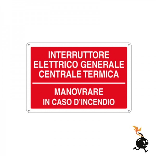 00949 - CARTELLO SEGNALETICO - INTERRUTTORE ELETTRICO GENERALE CENTRALE TERMICA