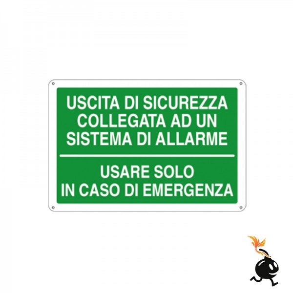 01006 - CARTELLO SEGNALETICO - USCITA DI SICUREZZA COLLEGATA AD UN SISTEMA DI ALLARME